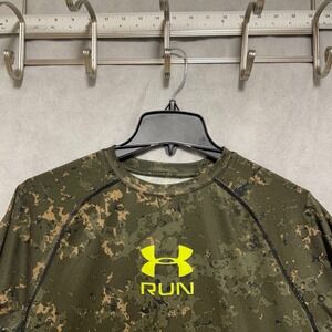 Under Armour Shirt Men M Green Camo‎ Active Athletic Performance Fitted HeatGear